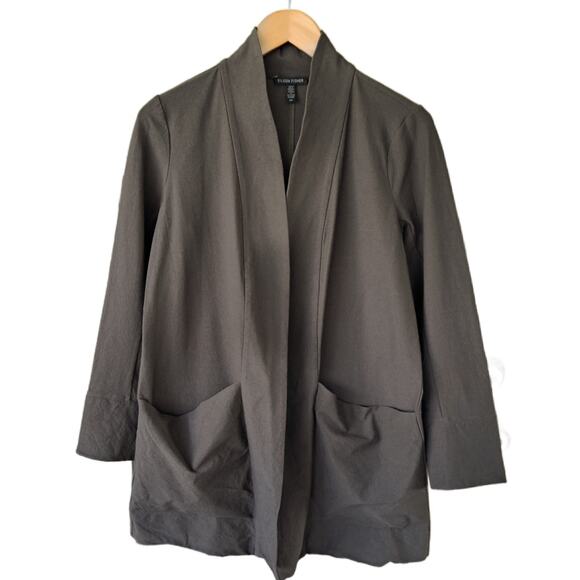 EILEEN FISHER Rye Kimono Jacket Size Small Stretch Crepe Gray-Brown - Picture 7 of 9